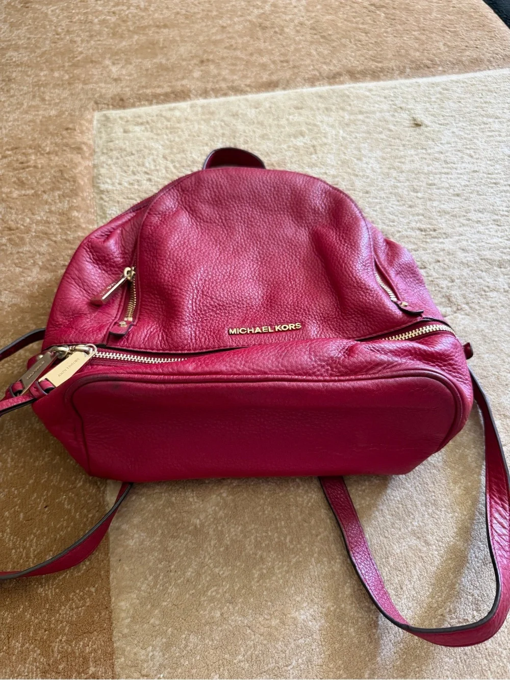 Michael Kors Red Leather Backpack